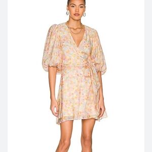 Mink Pink Elvire Mini Dress with Puff Sleeves Size Small